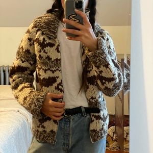 Vintage Cowichan Zipper Front Sweater